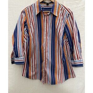 EUC Lauren Ralph Lauren Stripe Button Up 2X Coastal Grandma Nautical Hamptons